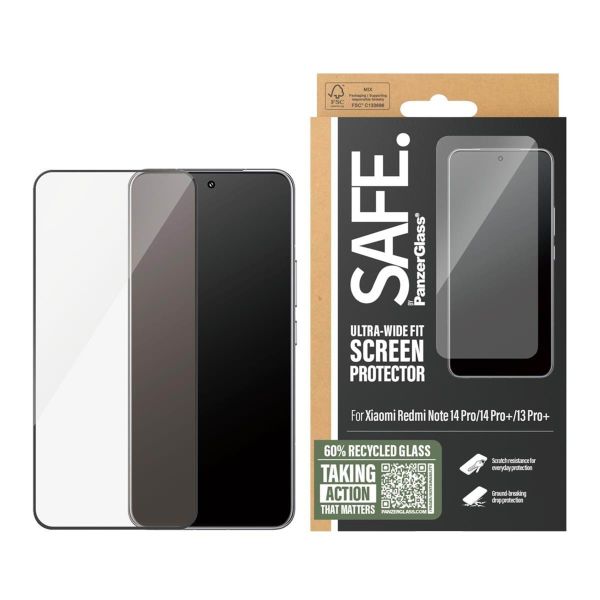 SAFE by PanzerGlass Ultra-Wide Fit Screenprotector inkl. Applikator Xiaomi Redmi Note 14 Pro (4G/5G) / 14 Pro Plus / 13 Pro Plus