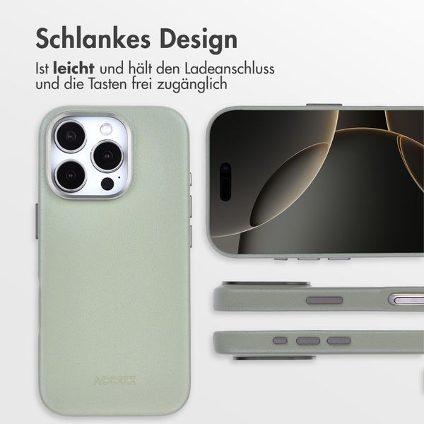 Accezz MagSafe Leather Backcover Apple iPhone 16 Pro - Light Grey