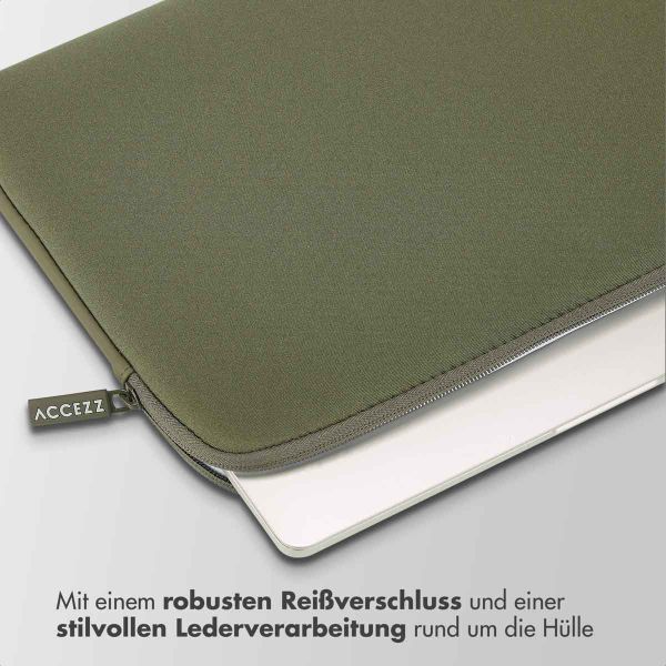 Accezz Laptop Hülle 13-14 Zoll - Laptop Sleeve - Dunkelgrün