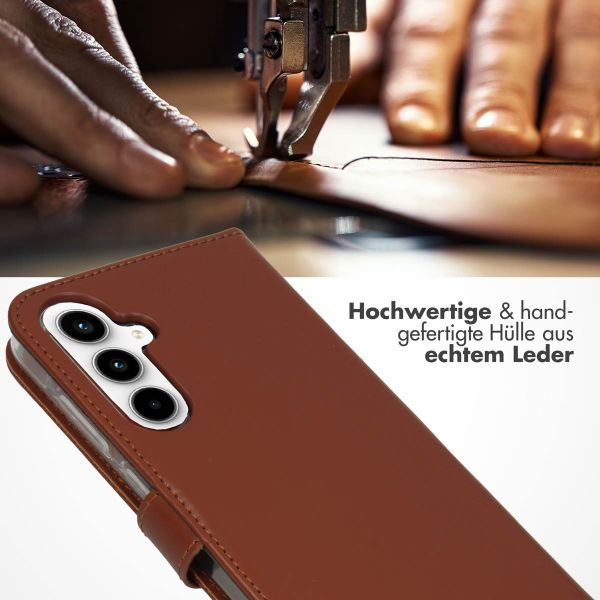 Selencia Echtleder Klapphülle Samsung Galaxy A35 - Hellbraun