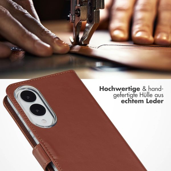 Selencia Echtleder Klapphülle Samsung Galaxy S25 Edge - Hellbraun