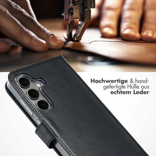 Selencia Echtleder Klapphülle Samsung Galaxy S25 Plus - Schwarz