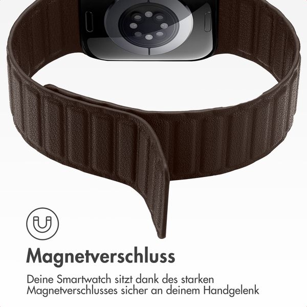 Accezz Magnetisches Echtlederarmband für Apple Watch | 44/45/46/49 mm - Chocolate Brown